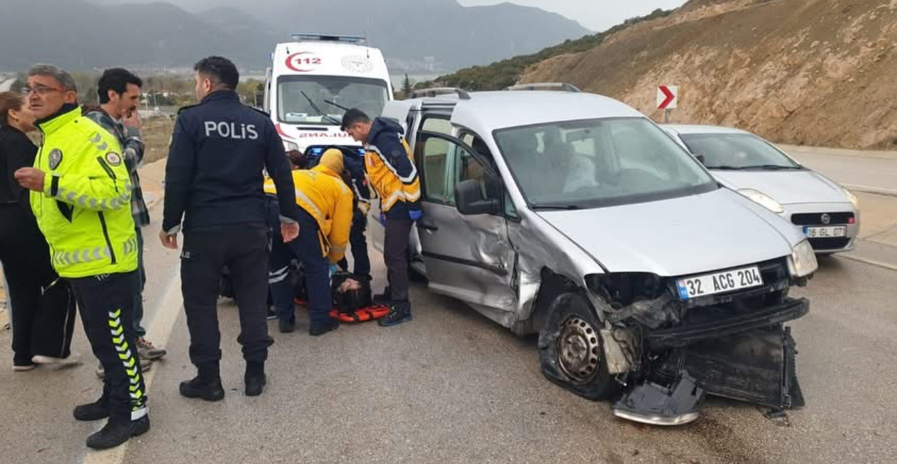 Isparta Eğirdir Karayolu'nda korkutan kaza