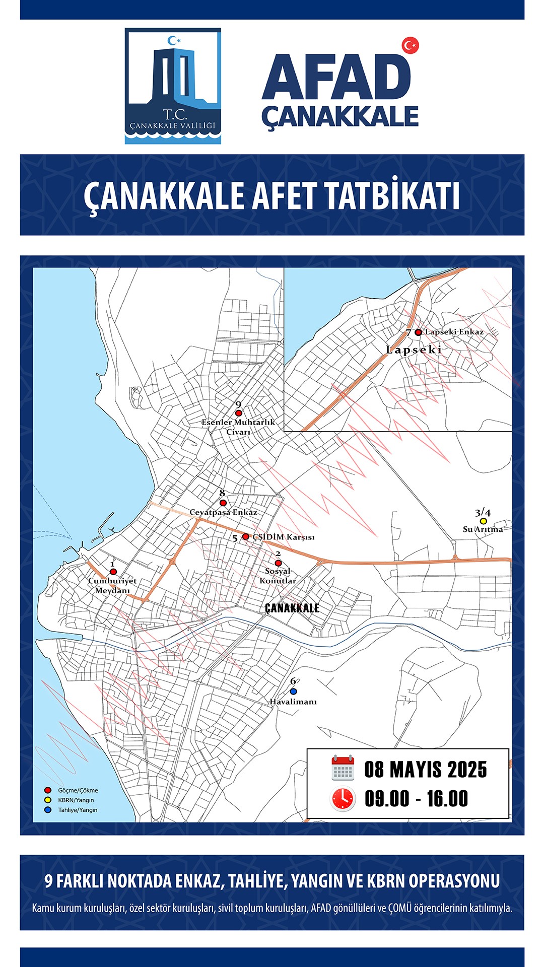 Çanakkale'de 600 kişilik geniş katılımlı afet tatbikatı yapılacak