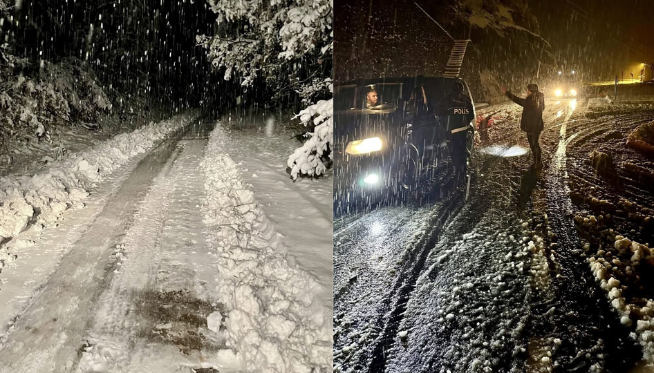 Yoğun kar yağışı Ordu-Sivas kara yolunu kapattı