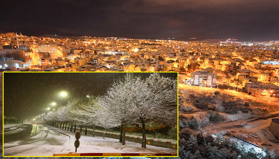 Uşak’ta mevsimin ilk karı: Kent beyaza büründü