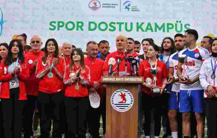 YÖK Başkanı Özvar, milli sporcularla birlikte Spor Dostu Kampüs projesini tanıttı