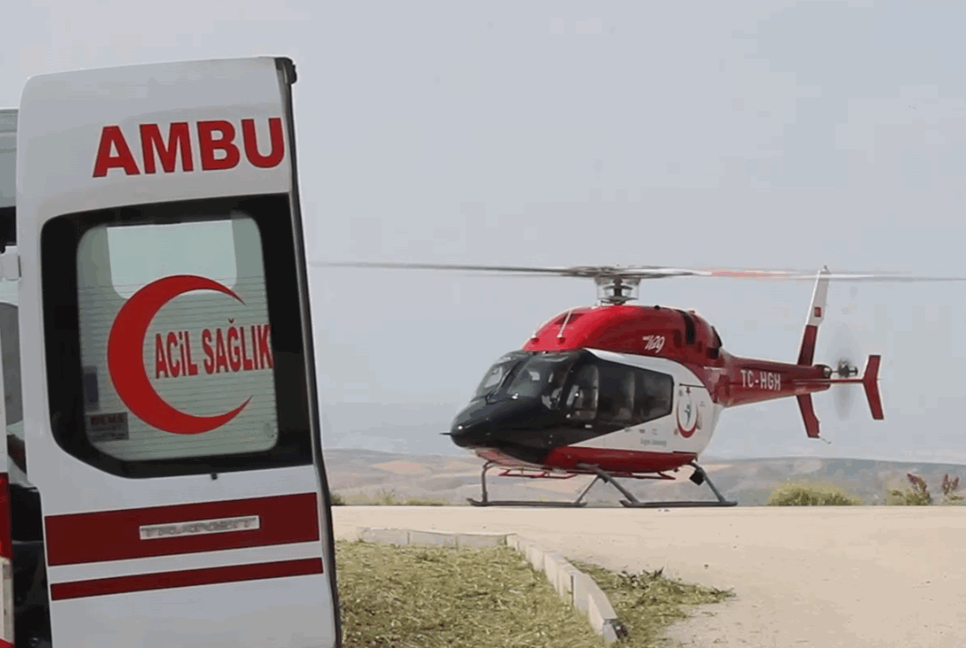 Hava ambulansı 88 Yaşındaki  kalp krizi geçiren hasta için havalandı