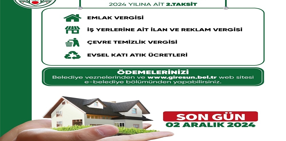 Giresun Belediyesi’nden gecikmeli faiz uyarısı